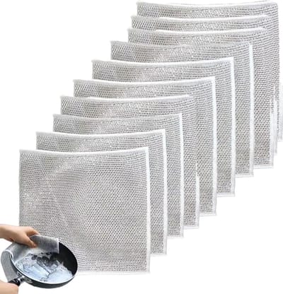 10 stuks - Staaldraad Theedoeken - 20 × 20cm - Huishouddoekjes - Vaatdoekjes - Reinigingsdoekjes - Theedoeken - Keukendoeken - Keukenhanddoek - Vaatdoeken - vaatdoekjes - Wasbaar - huishoudpoetsdoeken