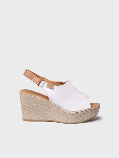 Dames leren espadrille met sleehak en klittenbandsluiting | LUGANO-P