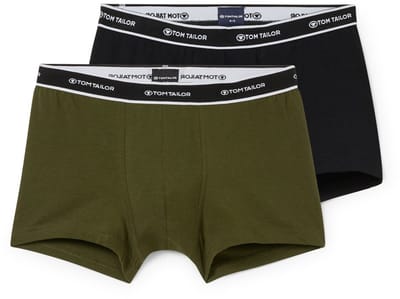 Tom Tailor - Korte boxershorts in een set van 2 - Maat S/4 - dark green uni