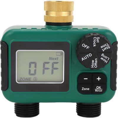 2-Uitgang Sprinkler Timer Messing Inlaat NH34 Schroefdraad IPX5 Waterdicht LCD Scherm Slang Timer gray