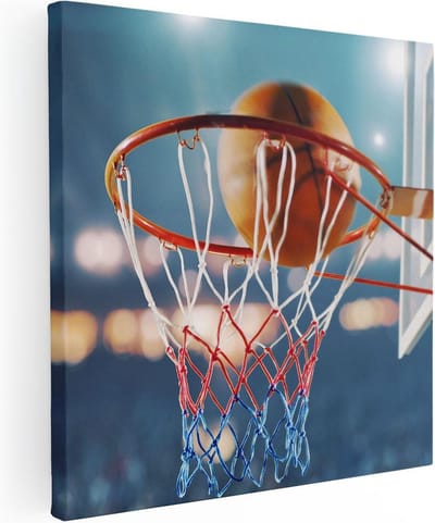 Artaza Canvas Schilderij Basketbalring - 30x30 cm - Klein - Muurdecoratie Sport - Wanddecoratie Woonkamer - Kamer Accessoires