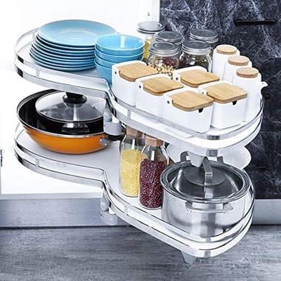Hoek Opbergkast - Keuken Organizer - Keuken Organiseren - Dubbele Draaiplanken - N.v.t. - Zilver