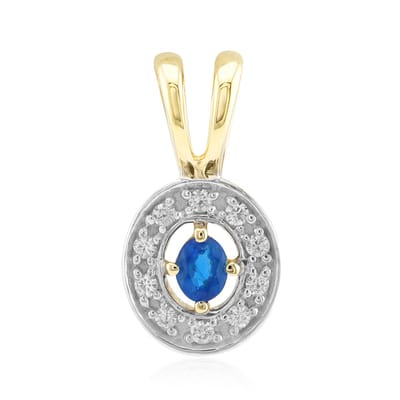 Cavill - Luxe gouden hanger - 9K geel goud - Haüyn edelsteen ovaal 0,034 ct omringd door zirkonia 0,061 ct - elegante sieraden met blauwe steen
