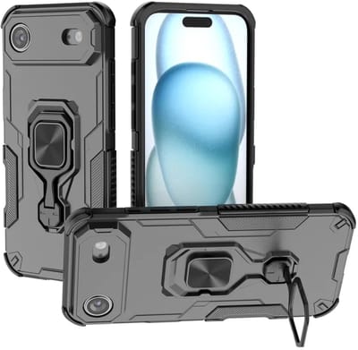 MobyDefend Hoesje - Geschikt voor iPhone Air - Dubbelgelaagde Pantsercase Met Standaard - Zwart