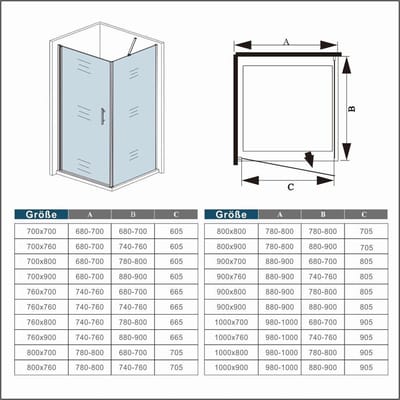 Serie Romy - Douchecabine Rechthoek - 100x90 - Draaideur met Vaste Wand - Antikalk - Chroom - 6mm Helder Veiligheidsglas