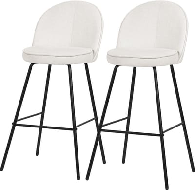 Barkruk set van 2 Beige 52x102x50 cm met rugleuning en voetensteun tot 120 kg ML-Design