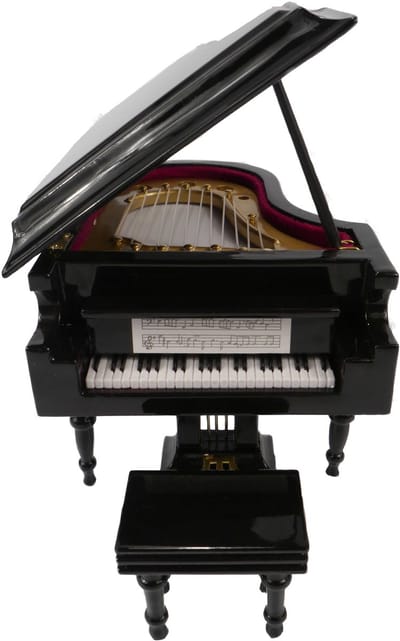Music Gifts - Miniatuurinstrument vleugel - Nauwkeurige reproductie - Met stoel