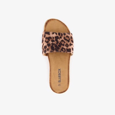 Blue Box dames slippers panterprint bruin - Maat 36