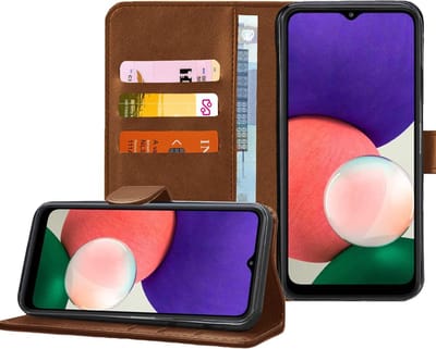Hoesje geschikt voor Samsung Galaxy A22 5G - Book Case Portemonnee Hoesje Bruin