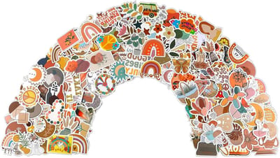 200 Stuks Esthetische Stickers voor Waterflessen en Laptop - Boho en Boheemse Designs - Volwassenen en Tieners Grootte Varieert - Vinylstickers voor Dagboek en Plakboek - Telefoonhoesjes Geschikt