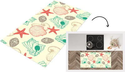 Keukenloper - Loper keuken - Schelpen - Zeester - Strand - Vintage - Patroon - 120x60 cm - Keukenloper vinyl