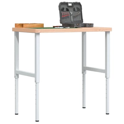 vidaXL - Werkbank - rechthoekig - 100x60x(73-99,5) - cm - massief - beukenhout