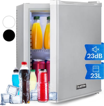 Klarstein Minibar Happy Hour 5-15°C geruisloos 23 dB ledverlichting - Minikoelkast - 23L - voor Hotelkamer voor Partykelder - Stil LED-Binnenverlichting Compact - Mini Fridge - Hotelkoelkast - Kleine Koelkast - Compact Koelkast