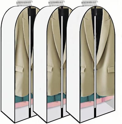 Kleding Hoes - Opberghoes Set - Kleding Beschermen - Stof- en Vochtbestendig - 3 Maten - Wit