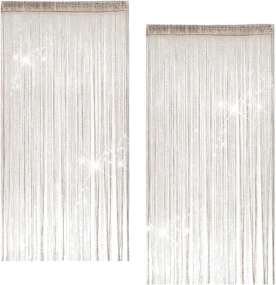 Deurgordijn - 2 panelen - 100 × 200 cm - Hor - Metalen hor - Geschikt voor binnen, buiten, bruiloften, bars en restaurants - Champagne