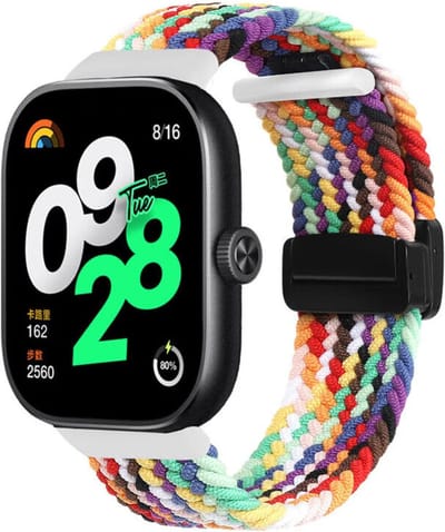 Strap-it Geweven nylon bandje - geschikt voor Redmi Watch 4 / Redmi Watch 5 / Redmi Watch 6 / Xiaomi Smart Band 8 Pro / Xiaomi Smart Band 9 Pro / Xiaomi Smart Band 10 Pro (regenboog/pride)