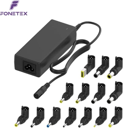 FoneTex 90W Universele AC Laptop Oplader Voedingsadapter - DC Output 15V 16V 18.5V 19V 19.5V 20V Adapter - Geschikt voor HP Dell Toshiba IBM Lenovo Acer Sony Gateway Notebook Ultrabook Chromebook - 14 Delig - Zwart