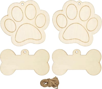 Houten Hondenbotjes - Hondenpootjes Hout - Doe Het Zelf - 30 Stuks Set - 10 cm Groot - Natuurlijk Hout