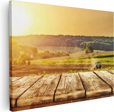 Artaza Canvas Schilderij Zonsondergang - 40x30 cm - Klein - Wanddecoratie Landschap - Muurdecoratie Boerenland - Kamer Accessoires Natuur