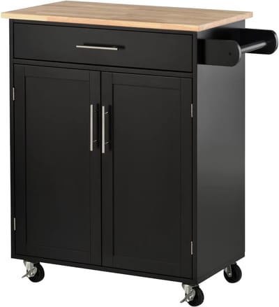 Aurixi® Keukeneiland Verplaatsbaar - Keukeneiland - Kookeiland - Zwart - 45cm x 83cm x 92cm