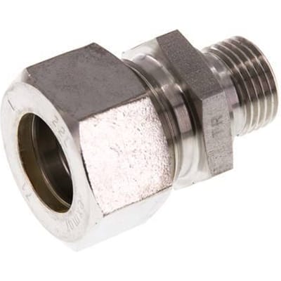 G 1/2'' Buitendraad x 22L RVS Rechte Knelfitting 160 Bar DIN 2353 - FL2S-MO-ST-012G-22-L