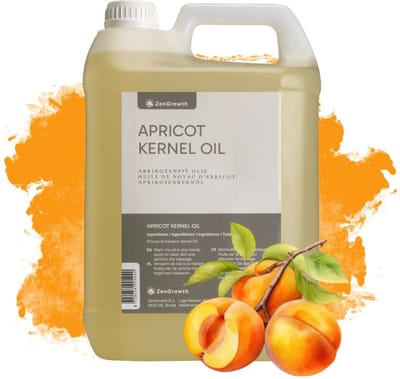 ZenGrowth® Abrikozenpitolie 5 Liter – huidolie – 100% natuurlijk – Abrikozenpit massageolie – zachte en gladde huid