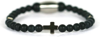 IbizaMen KIDS - pyrite kruis matte onyx 4mm - 14cm