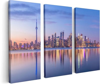 Artaza Canvas Schilderij Drieluik Toronto Skyline in Canada - 120x80 - Foto Op Canvas - Canvas Print