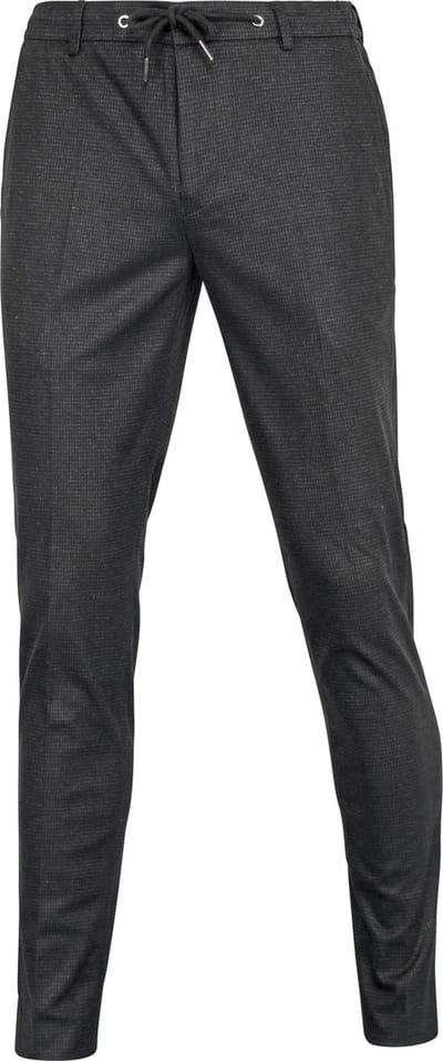 Suitable Chino broek Das Pied de Poule Antraciet - Maat 56 - Heren - Mannen broeken