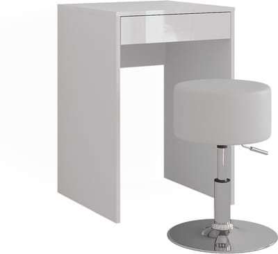 Vicco Sherry Kaptafel – 51.4 cm met kruk Wit/wit hoogglans