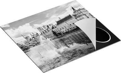 Chefcare Inductie Beschermer Binnenhof met het Hofvijver in Den Haag - Zwart Wit - 60x50 cm - Afdekplaat Inductie - Kookplaat Beschermer - Inductie Mat
