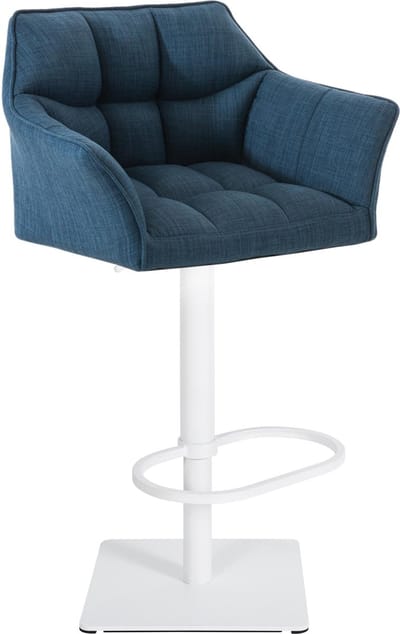 CLP Barkruk Damaso met stoffen bekleding, draaibaar en in hoogte verstelbaar, tot 240 kg wit/blauw