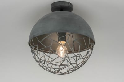 Lumidora Plafondlamp 72893 - Plafonniere - BARCELONA - E27 - Grijs - Betongrijs - Metaal - ⌀ 35 cm