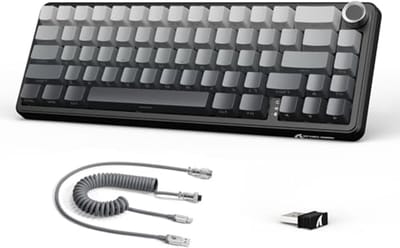 Draadloos Mechanisch Toetsenbord - 60% Compact met Knob en RGB Verlichting, Hot-swap Linear Switches, Verschillende Connectiviteitsopties voor Gaming en Kantoor