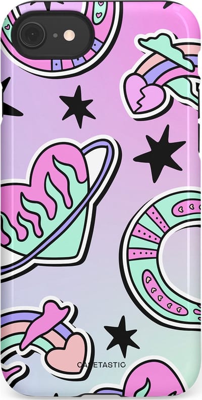 Casetastic Hoesje Geschikt voor Apple iPhone 7/8/SE - Stijlvolle Beschermende Duo-layer Case - Paarse Droomwereld