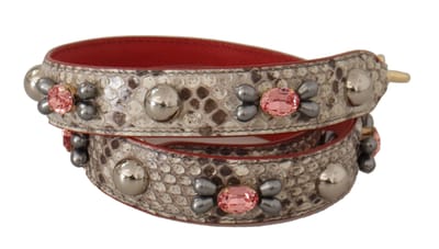 Dolce & Gabbana Beige Exotisch Leren Studs Schouderriem