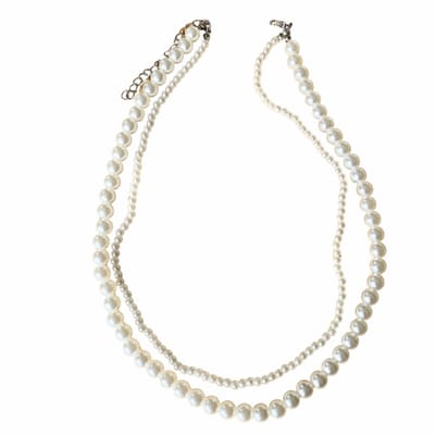 Parel ketting- Dubbel layer- Ivoor- 45 cm synthetische - Charme Bijoux