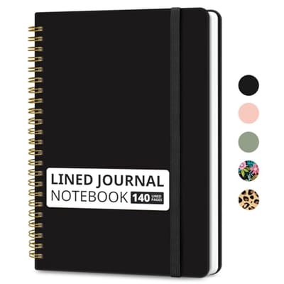 Gelinieerd Spiraal Dagboek A5 - 140 Pagina's College Notitieboek met Harde Kaft voor Werk en Notities