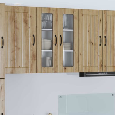 vidaXL - Wandglas - Kasten - LUCCA - Artisanaal - eiken - 60 - x - 31 - x - 80 - cm