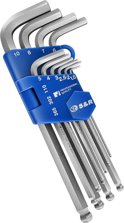 10-delige Inbussleutelset met Kogeleinde - Precisie en Industrie Kwaliteit CRV-Staal (1,5mm - 10mm)