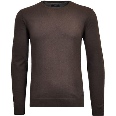 Ragman Trui Supersoft Knit Pullover Knitted Elbow Patches Bruin / male