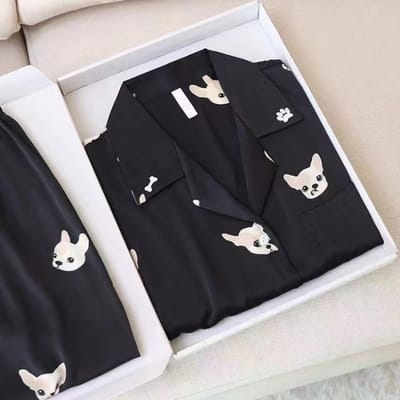 Herfst Ijzijde Luxe Damespyjama's Revers Cardigan Huiskleding voor Dames Schattige Konijnenprint Prinsessen Huiskleding XXL white