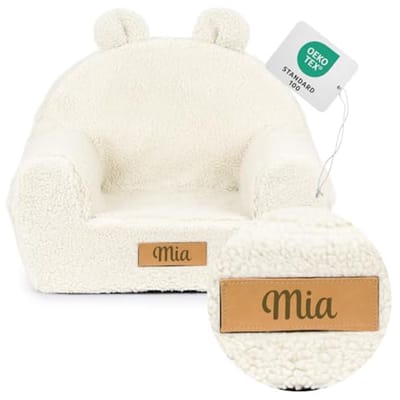 Gepersonaliseerde kinderfauteuil - handgemaakte babyfauteuil voor speelkamer - lichtgewicht kinderstoel met zakje