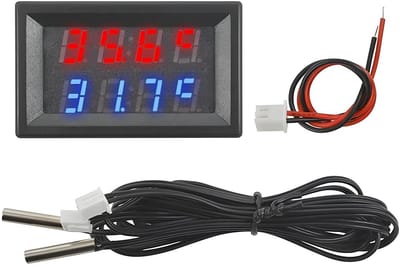 Dailygoods- Temperatuurmeter Digitale Display - Waterdichte Temperatuursensor - Nauwkeurigheid 1℃ - Meetbereik -50°C tot 110°C - Compact en Lichtgewicht - Eenvoudig te Installeren - Digitale Thermometer