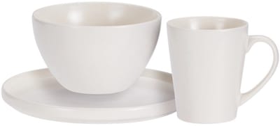 Excellent Houseware Ontbijt Servies set - 6-delig - wit - keramiek - tafelservies - 2 personen