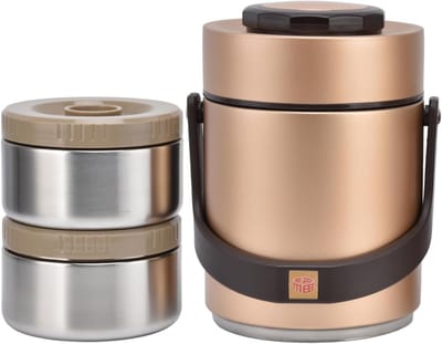 Isolatie Lunchbox - Bento Box RVS - Maaltijd Warm Houden - Dubbelwandig Vacuüm - 1.5L - Goud