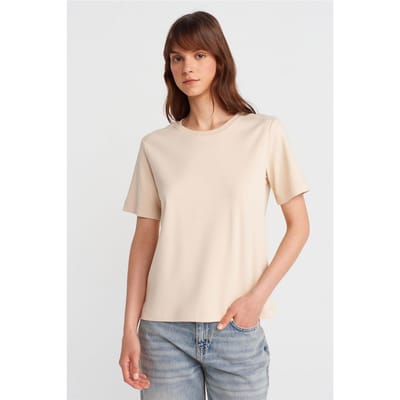 Dames Katoenen Crew Neck T-Shirt
