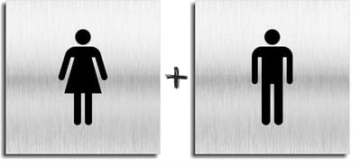 WC Deurbordje - Toilet Schild - Aanduiding Deur - Aluminium Composiet - 12x12 cm - Zilver