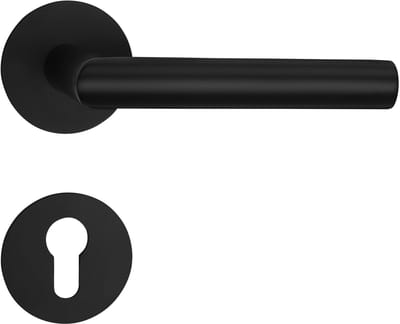 SOTECH Krukgarnituur THORE profielcilinder (PZ) RVS SS304 zwart (130x60 mm Ø 20 mm, deurdikte 35-52mm, hoogte 3 mm, magneetkliktechniek) met bevestigingsmateriaal