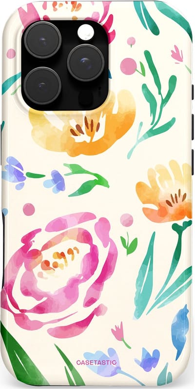 Casetastic hoesje geschikt voor Apple iPhone 16 Pro - MagSafe - Dubbellaagse bescherming - Aquarel serenade - Fashion Case - Wit Mintgroen Crème Lichtroze